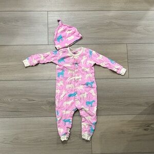 Charming Pink and Cream Kids Footie with Hat